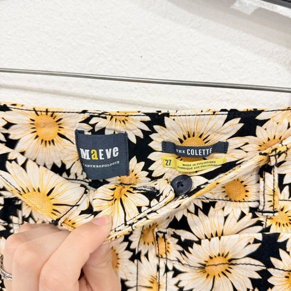 NWOT Anthropologie Maeve Colette Crop Wide-Leg Pants Daisy Print Women’s Size 27 - Picture 3 of 4